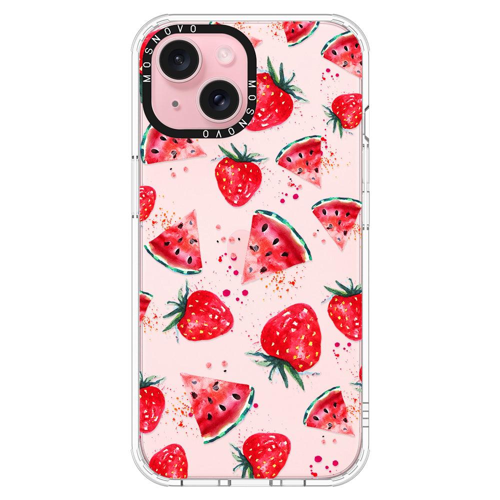 Watermelon and Strawberry Phone Case - iPhone 15 Plus Case - MOSNOVO