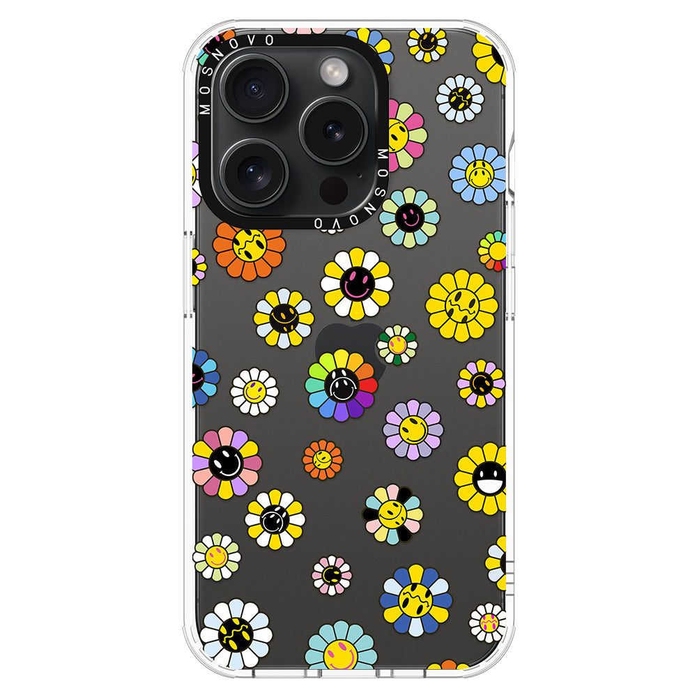 Flower Smiley Face Phone Case - iPhone 15 Pro Case - MOSNOVO