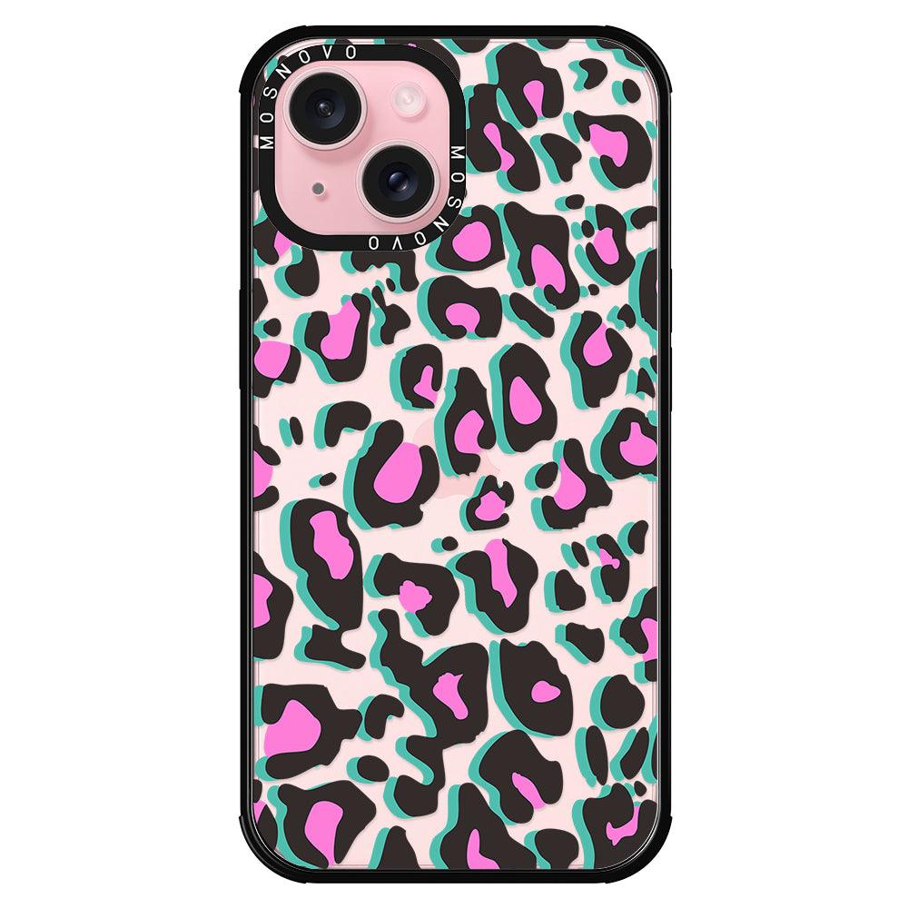 Hot Pink Leopard Print Phone Case - iPhone 15 Case - MOSNOVO