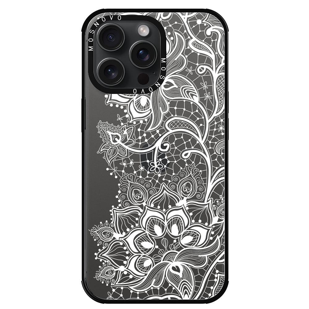 White Lotus Henna Phone Case - iPhone 15 Pro Max Case - MOSNOVO