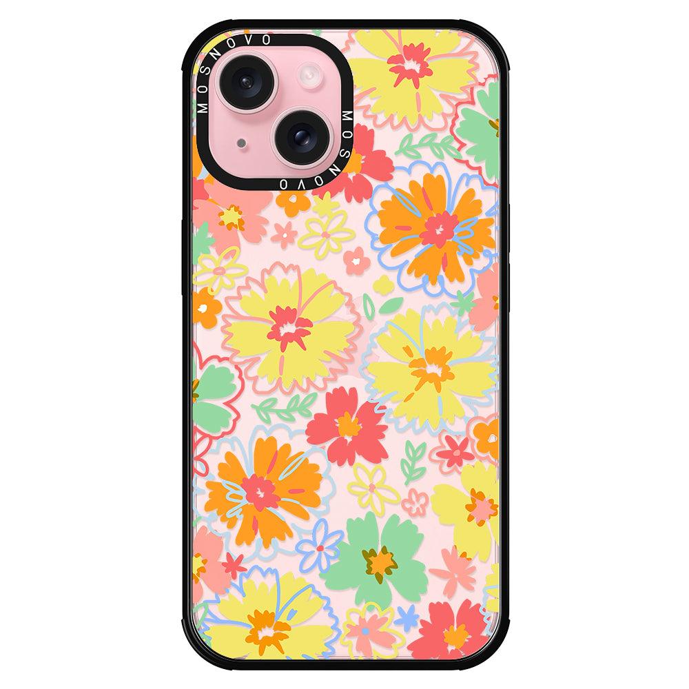 Retro Boho Hippie Flowers Phone Case - iPhone 15 Plus Case - MOSNOVO