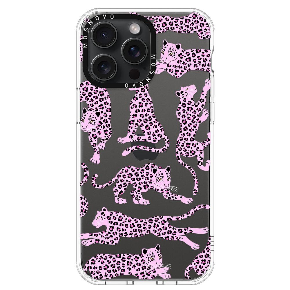 Pink Leopard Phone Case - iPhone 15 Pro Max Case - MOSNOVO