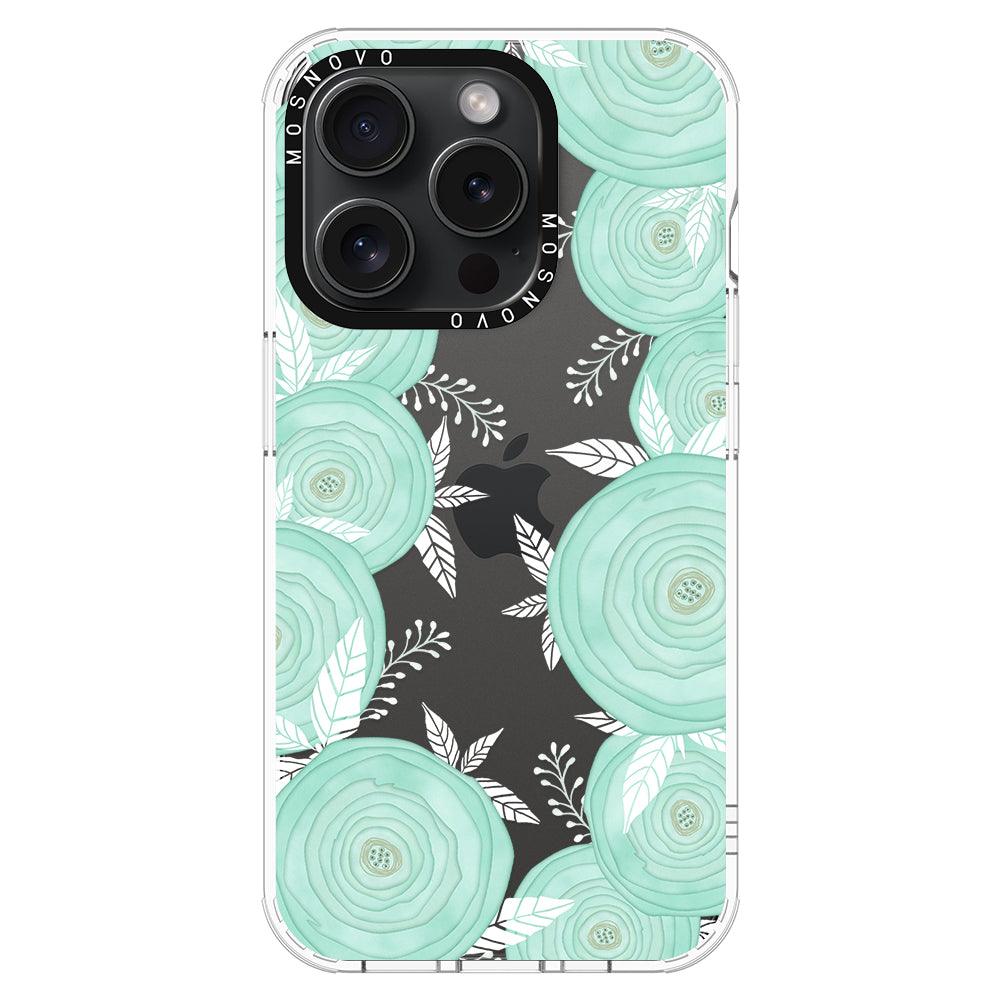 Mint Flower Phone Case - iPhone 15 Pro Case - MOSNOVO