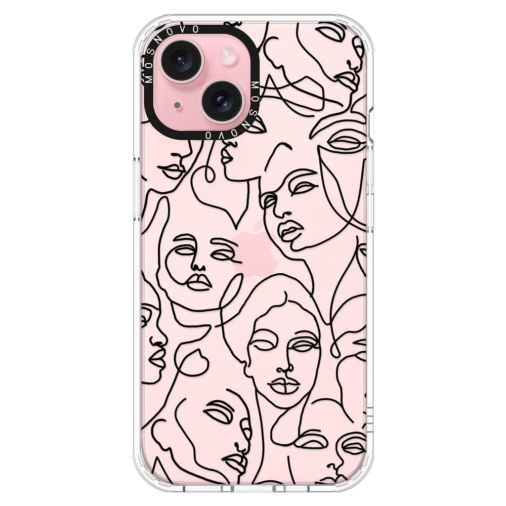 Abstract Face Line Art Phone Case - iPhone 15 Plus Case - MOSNOVO