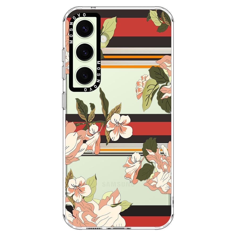 Classic Stripes Floral Phone Case - Samsung Galaxy S24 Case - MOSNOVO