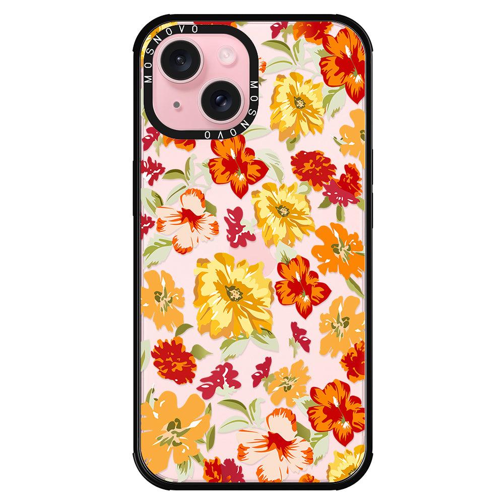 70s Boho Yellow Flower Phone Case - iPhone 15 Case - MOSNOVO