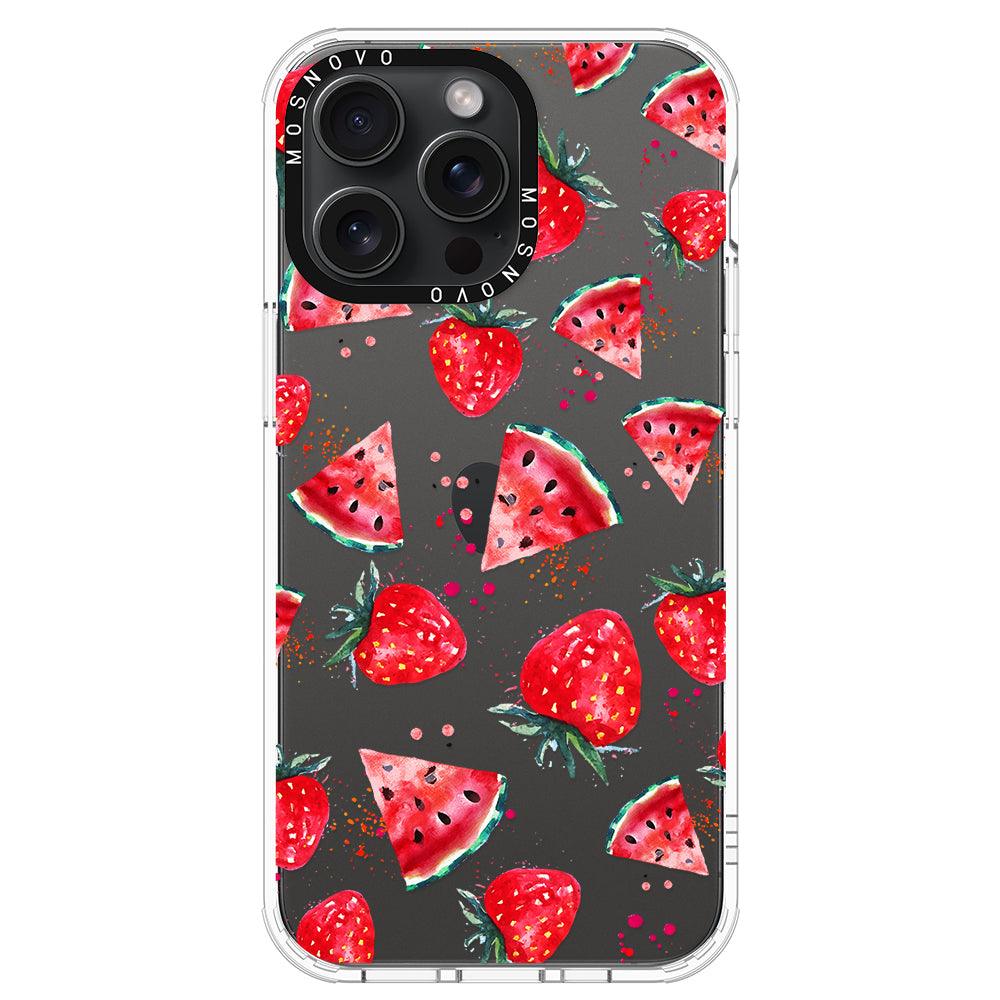 Watermelon and Strawberry Phone Case - iPhone 15 Pro Max Case - MOSNOVO