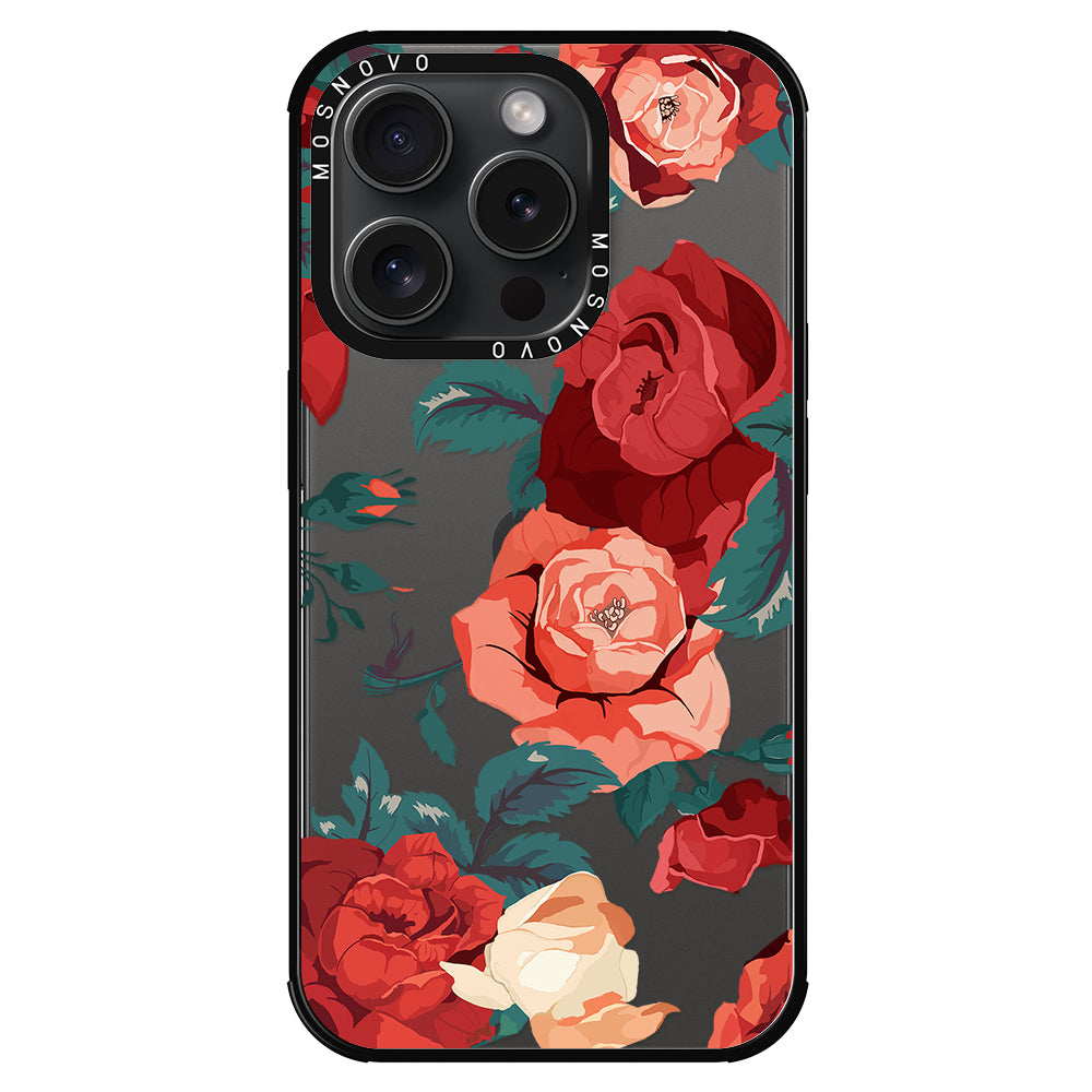 Vintage Red Rose Phone Case - iPhone 15 Pro Case - MOSNOVO
