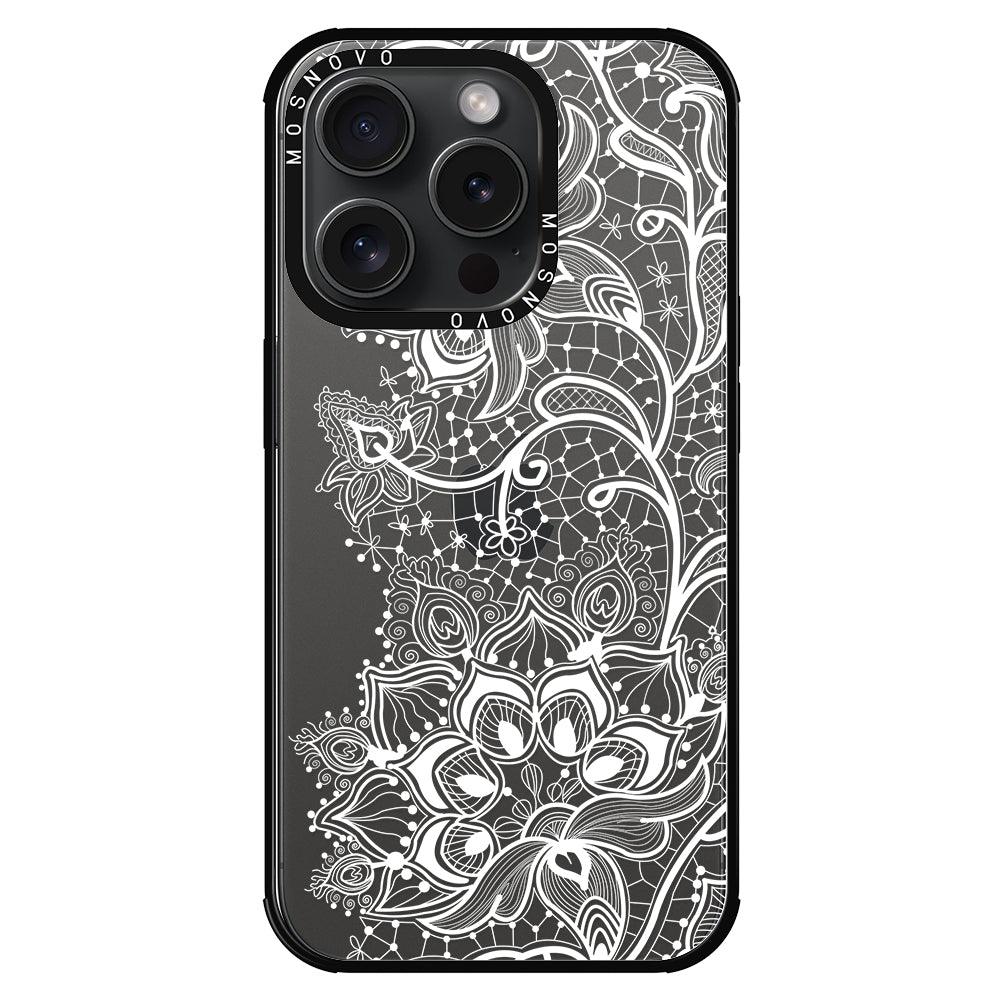 White Lotus Henna Phone Case - iPhone 15 Pro Case - MOSNOVO