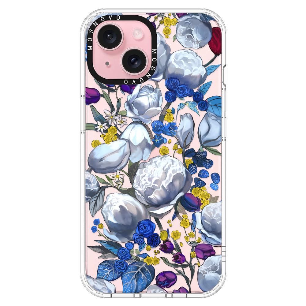 Purple Blue Floral Phone Case - iPhone 15 Case - MOSNOVO