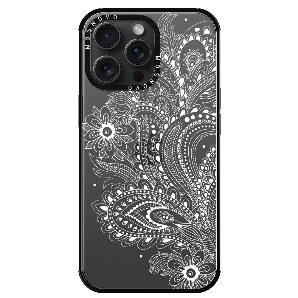 Aesthetic Flower Henna Phone Case - iPhone 15 Pro Max Case - MOSNOVO