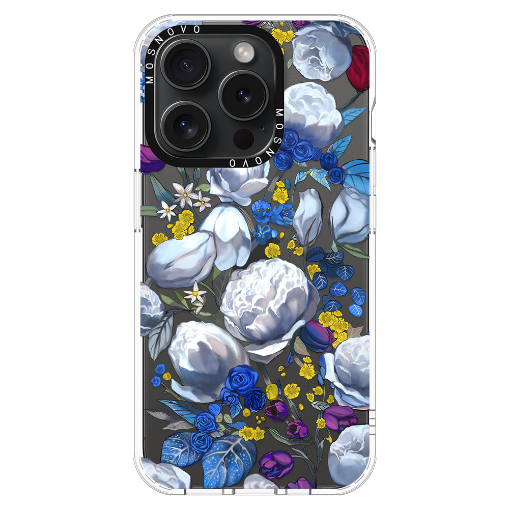 Purple Blue Floral Phone Case - iPhone 15 Pro Case - MOSNOVO