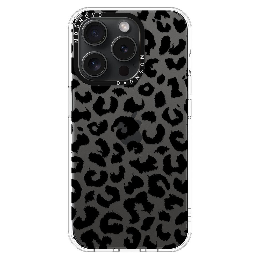 Black Leopard Phone Case - iPhone 15 Pro Case - MOSNOVO