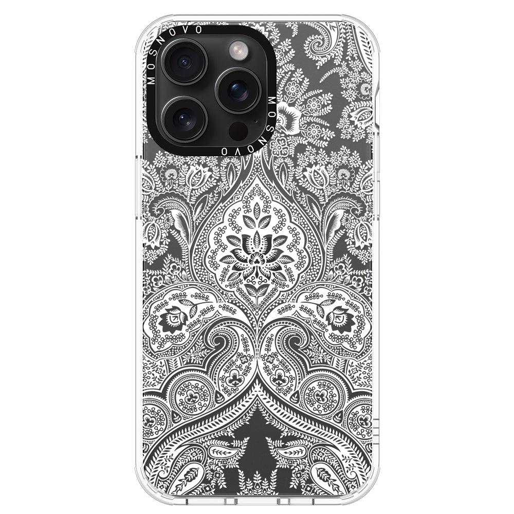 White Damask Phone Case - iPhone 15 Pro Max Case - MOSNOVO