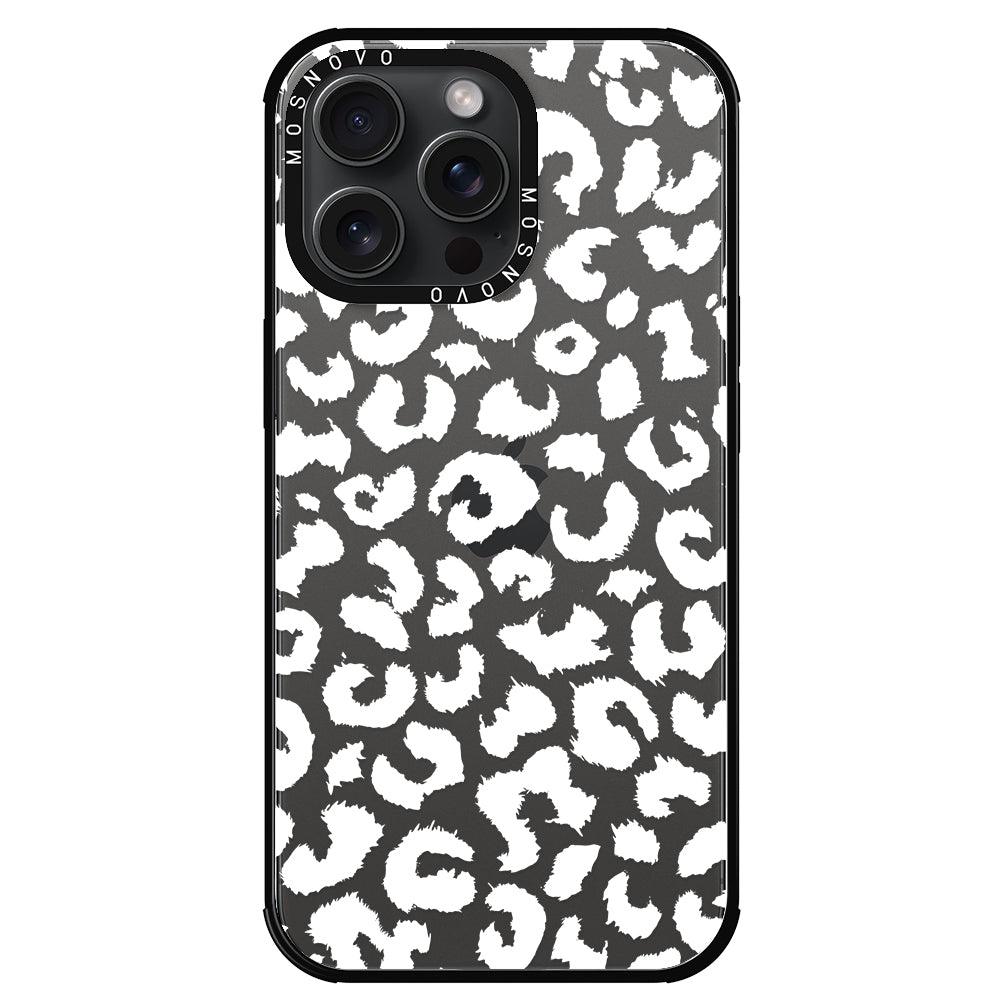 White Leopard Phone Case - iPhone 15 Pro Max Case - MOSNOVO