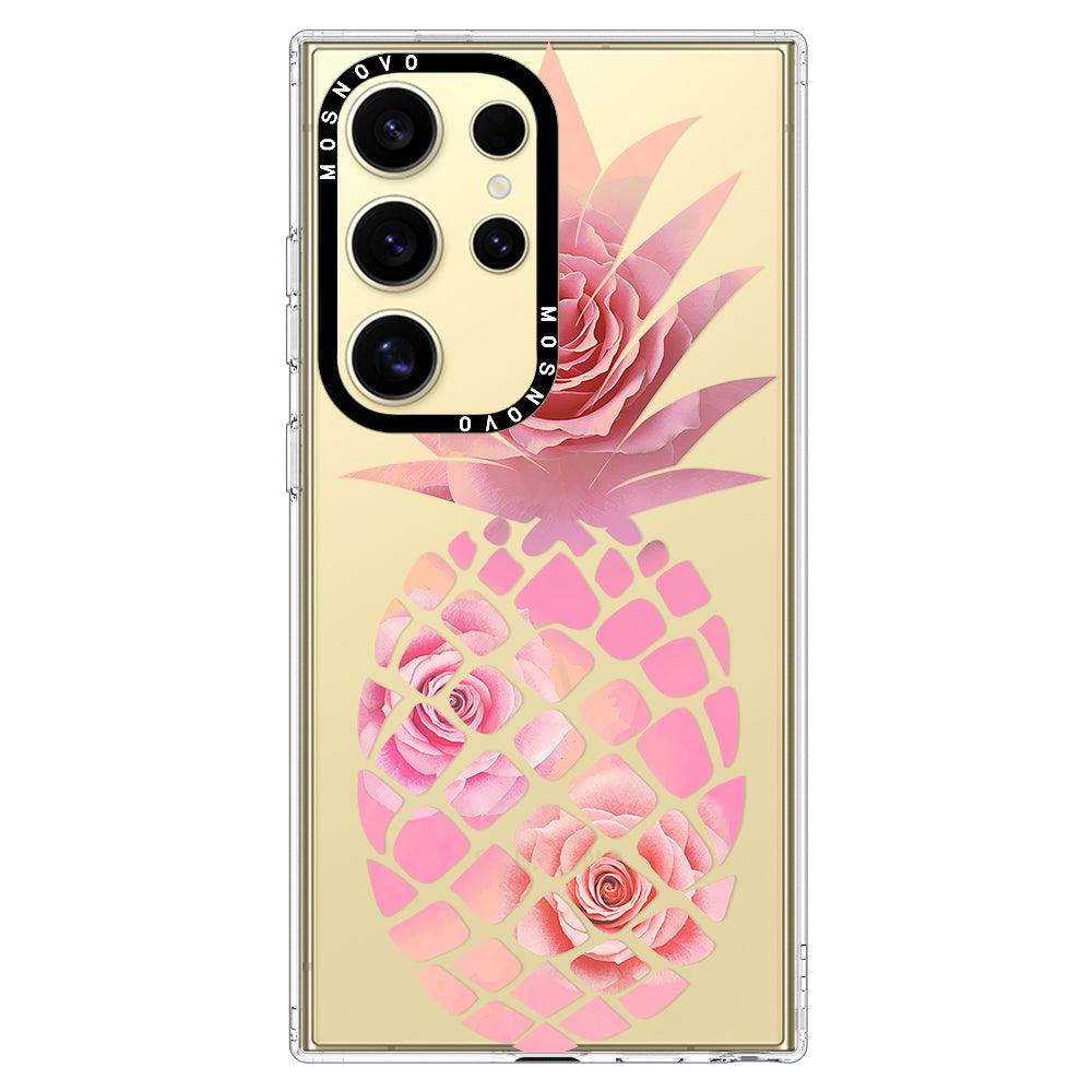 Pink Floral Pineapple Phone Case - Samsung Galaxy S24 Ultra Case - MOSNOVO