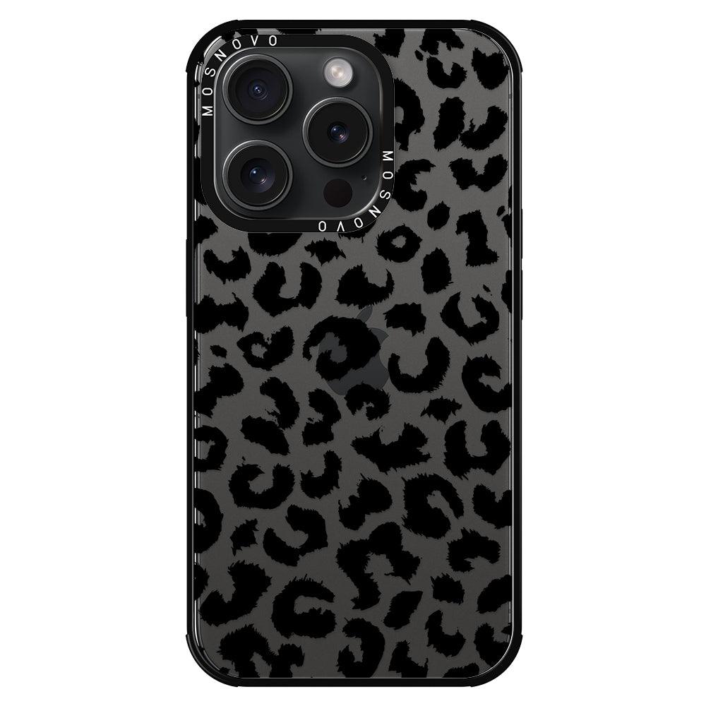 Black Leopard Phone Case - iPhone 15 Pro Case - MOSNOVO