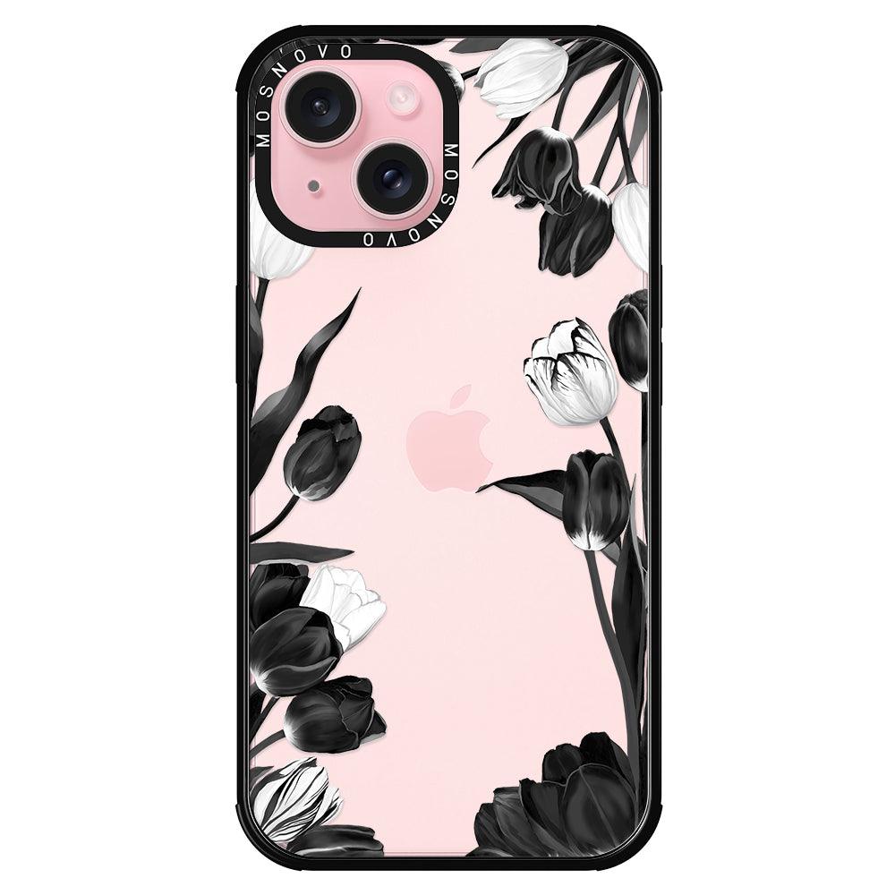 Black Tulips Phone Case - iPhone 15 Case - MOSNOVO