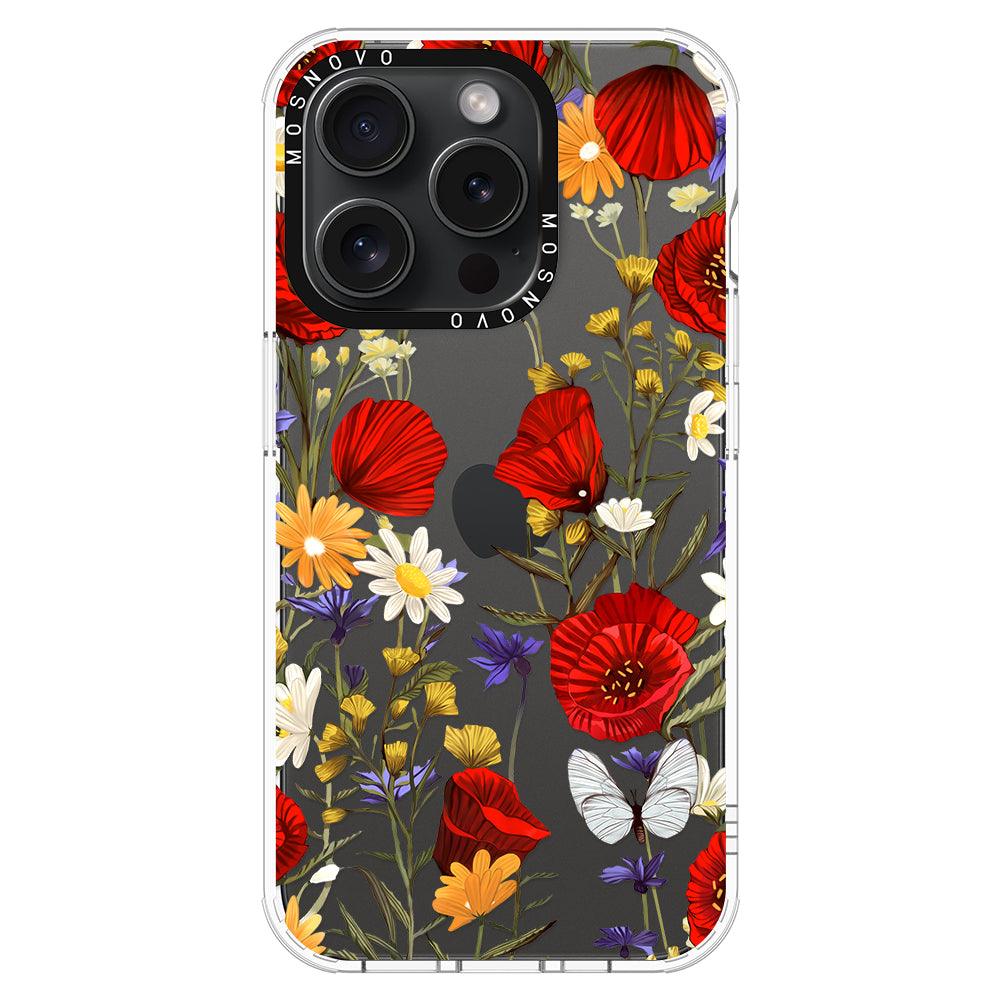 Poppy Floral Phone Case - iPhone 15 Pro Case - MOSNOVO