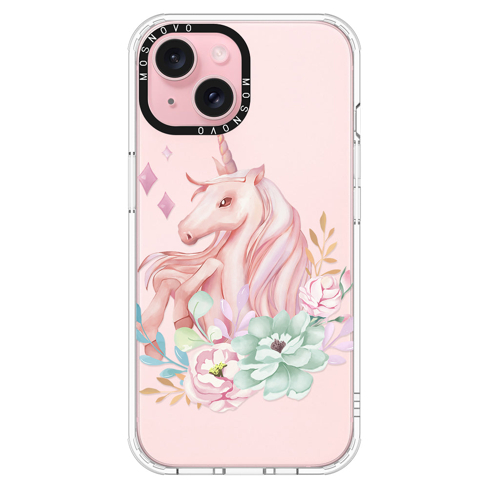 Elegant Flowers Unicorn Phone Case - iPhone 15 Plus Case - MOSNOVO