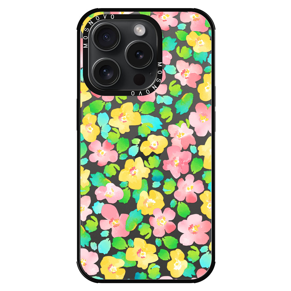 Floral Print Phone Case - iPhone 15 Pro Case - MOSNOVO