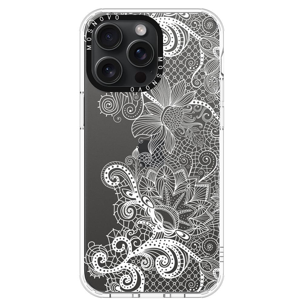 Lacy White Flower Phone Case - iPhone 15 Pro Max Case - MOSNOVO