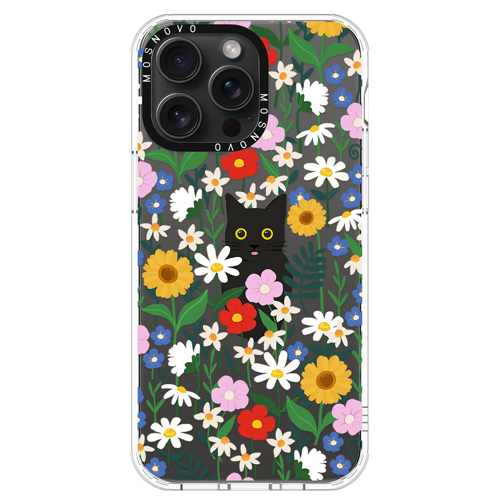 Black Cat in Garden Phone Case - iPhone 15 Pro Max Case - MOSNOVO