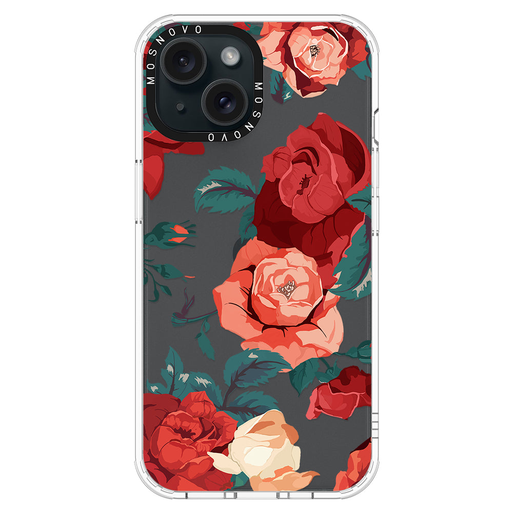 Vintage Red Rose Phone Case - iPhone 15 Plus Case - MOSNOVO