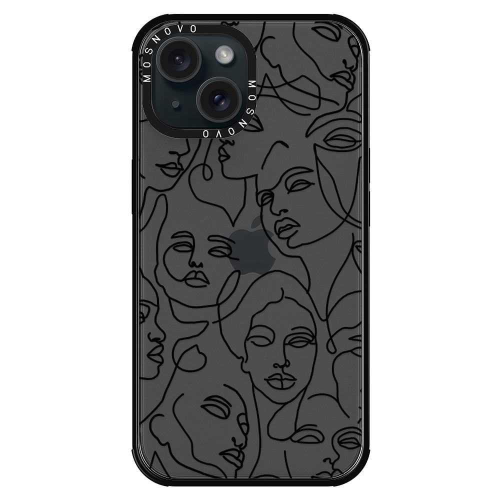 Abstract Face Line Art Phone Case - iPhone 15 Case - MOSNOVO