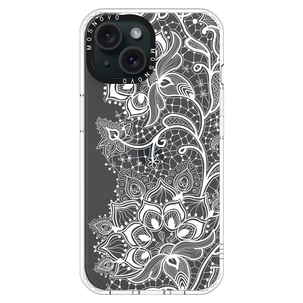 White Lotus Henna Phone Case - iPhone 15 Case - MOSNOVO