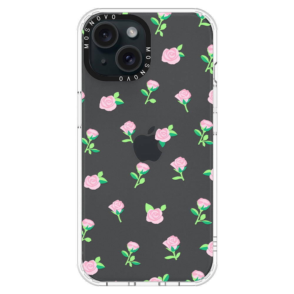 Pink Rose Floral Phone Case - iPhone 15 Plus Case - MOSNOVO