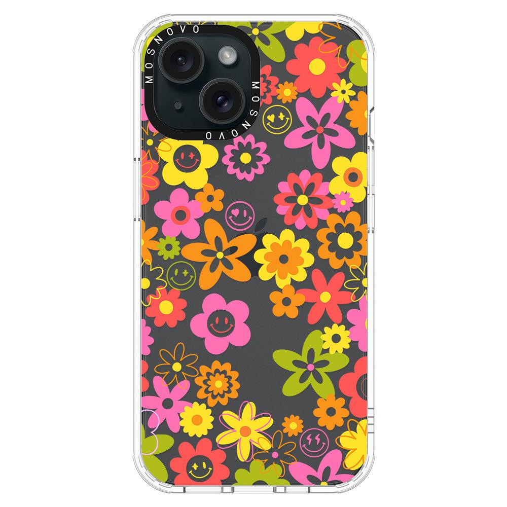 70's Groovy Floral Phone Case - iPhone 15 Case - MOSNOVO