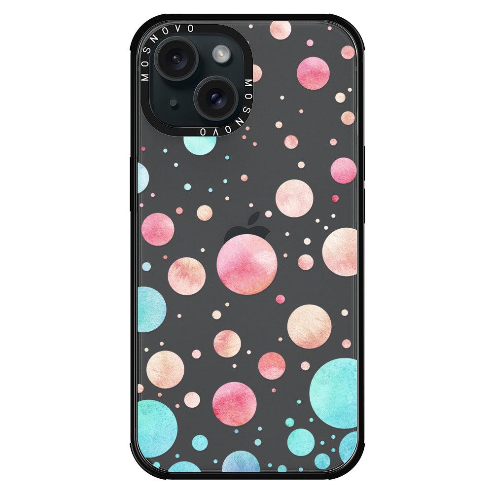 Watercolor Polka Dot Phone Case - iPhone 15 Case Black