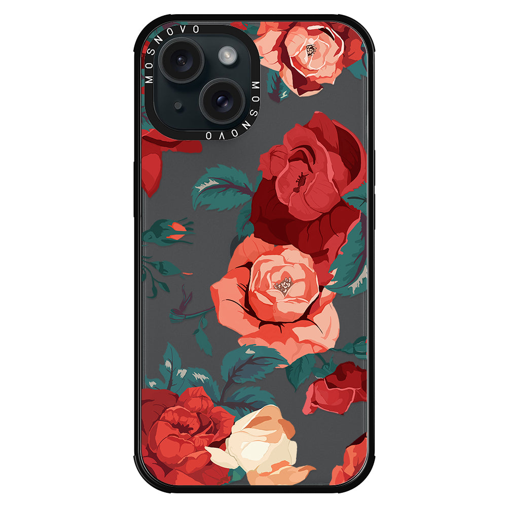 Vintage Red Rose Phone Case - iPhone 15 Case - MOSNOVO