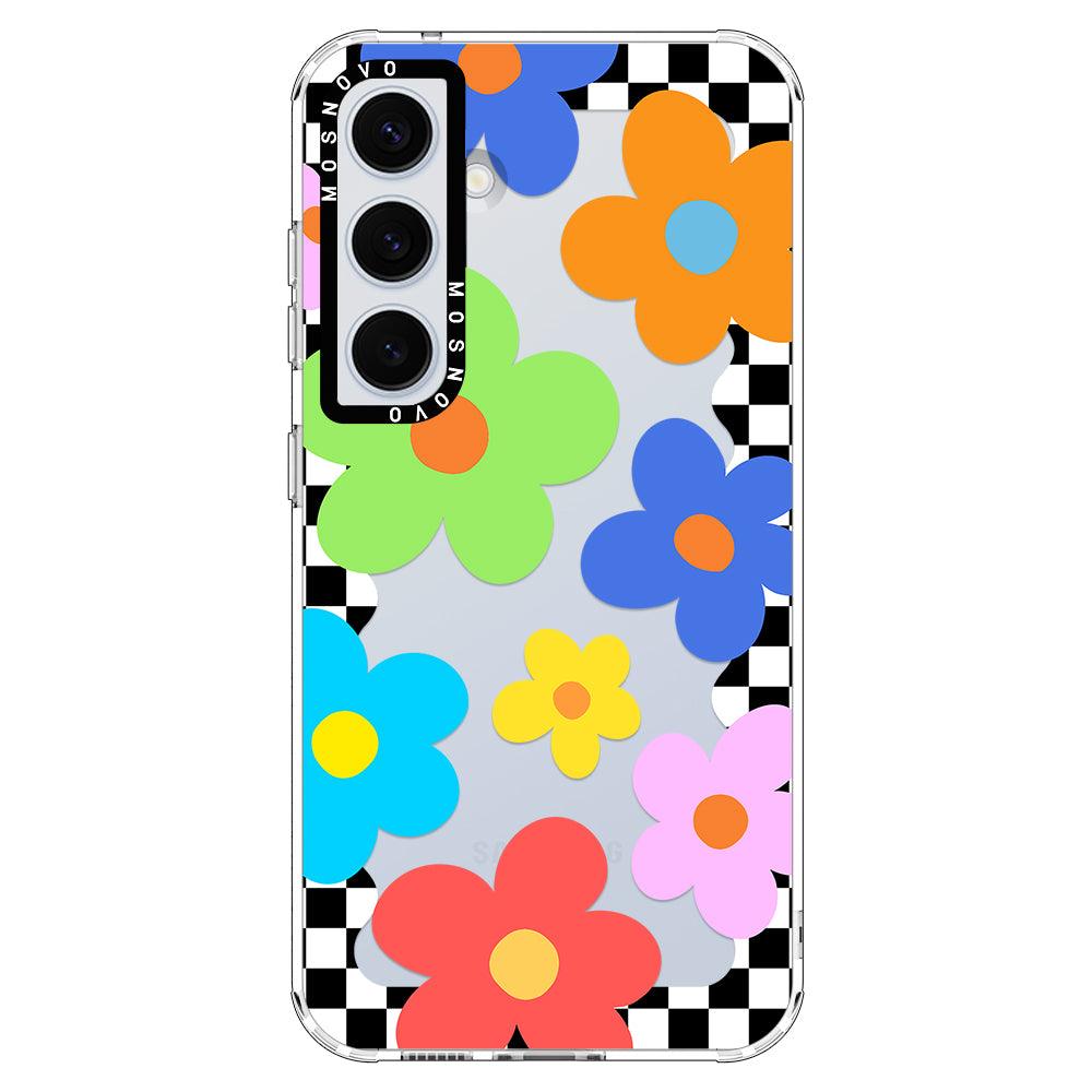 60's Checkered Floral Phone Case - Samsung Galaxy S24 Plus Case