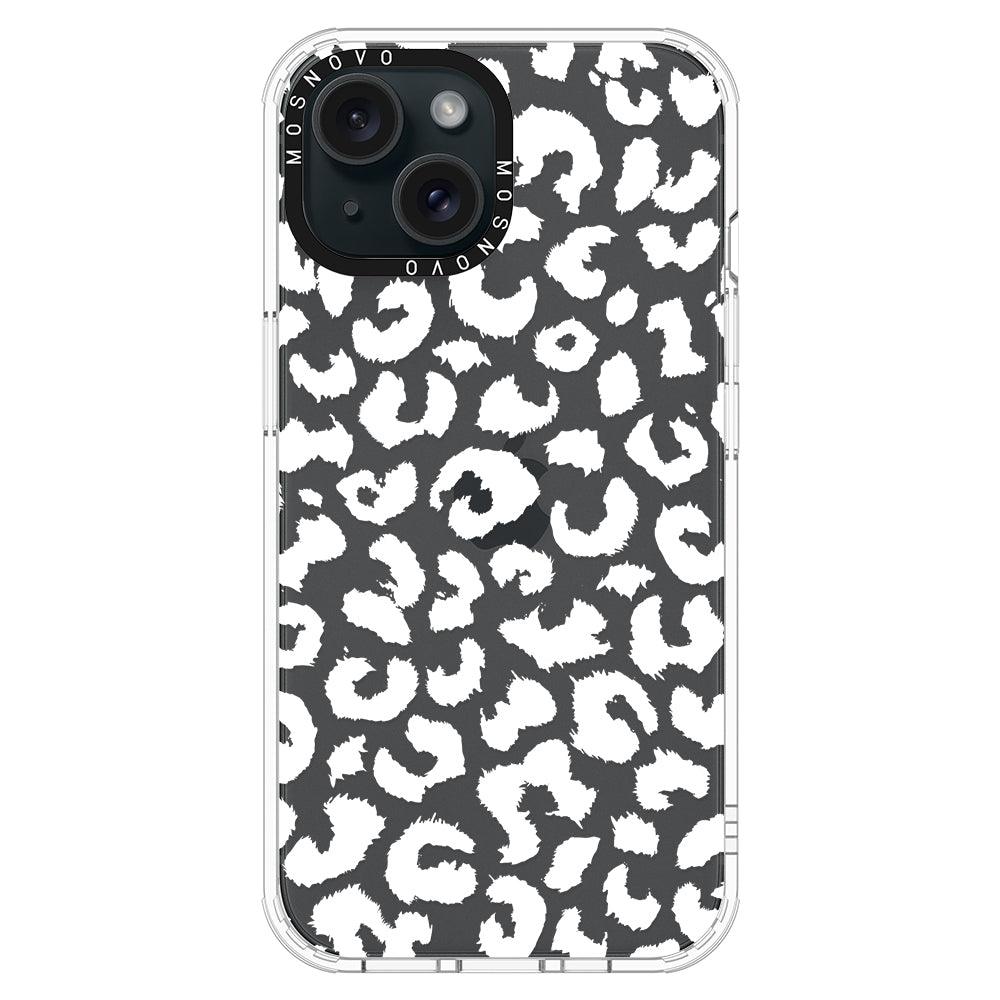 White Leopard Phone Case - iPhone 15 Case - MOSNOVO