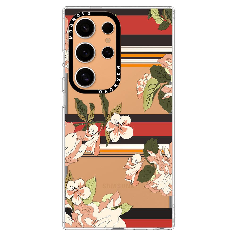 Classic Stripes Floral Phone Case - Samsung Galaxy S24 Ultra Case - MOSNOVO