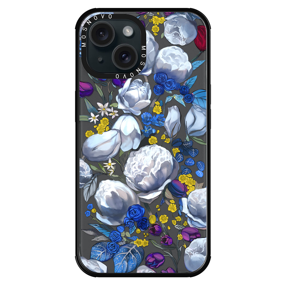 Purple Blue Floral Phone Case - iPhone 15 Case - MOSNOVO