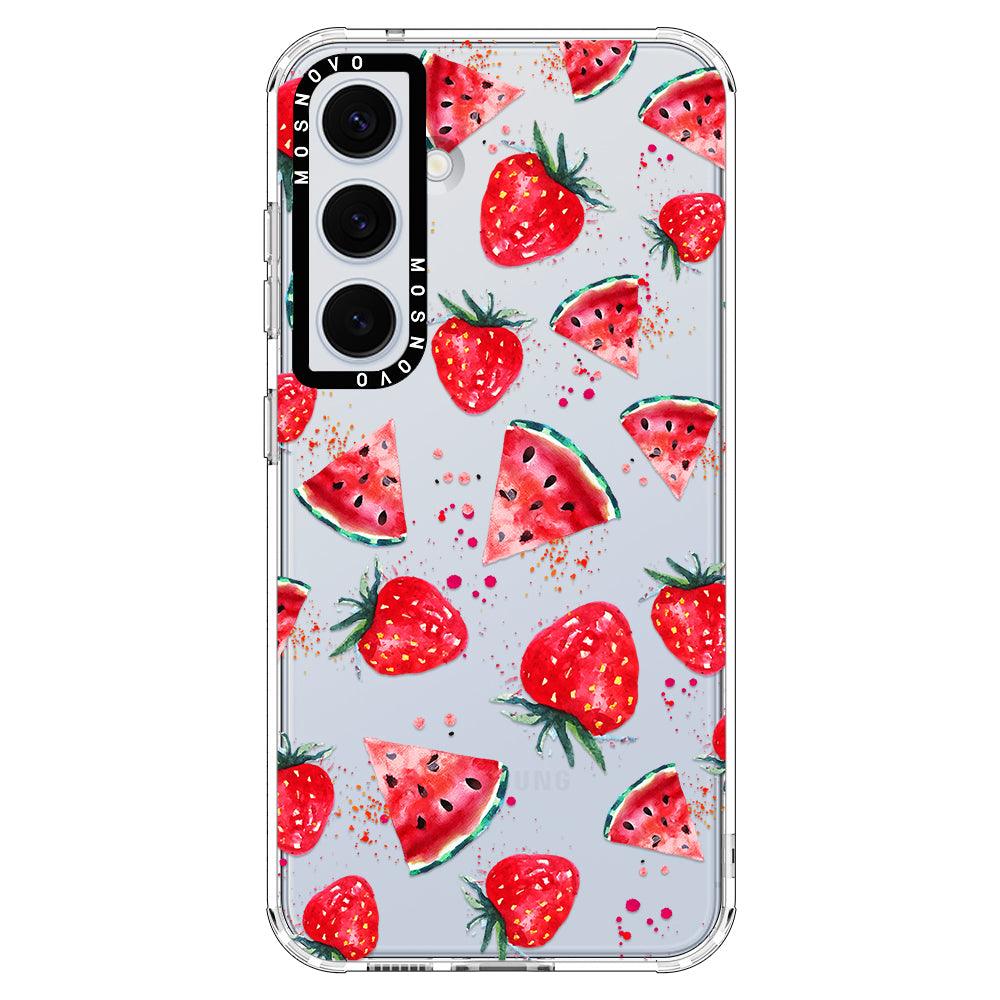 Watermelon and Strawberry Phone Case - Samsung Galaxy S24 Case - MOSNOVO