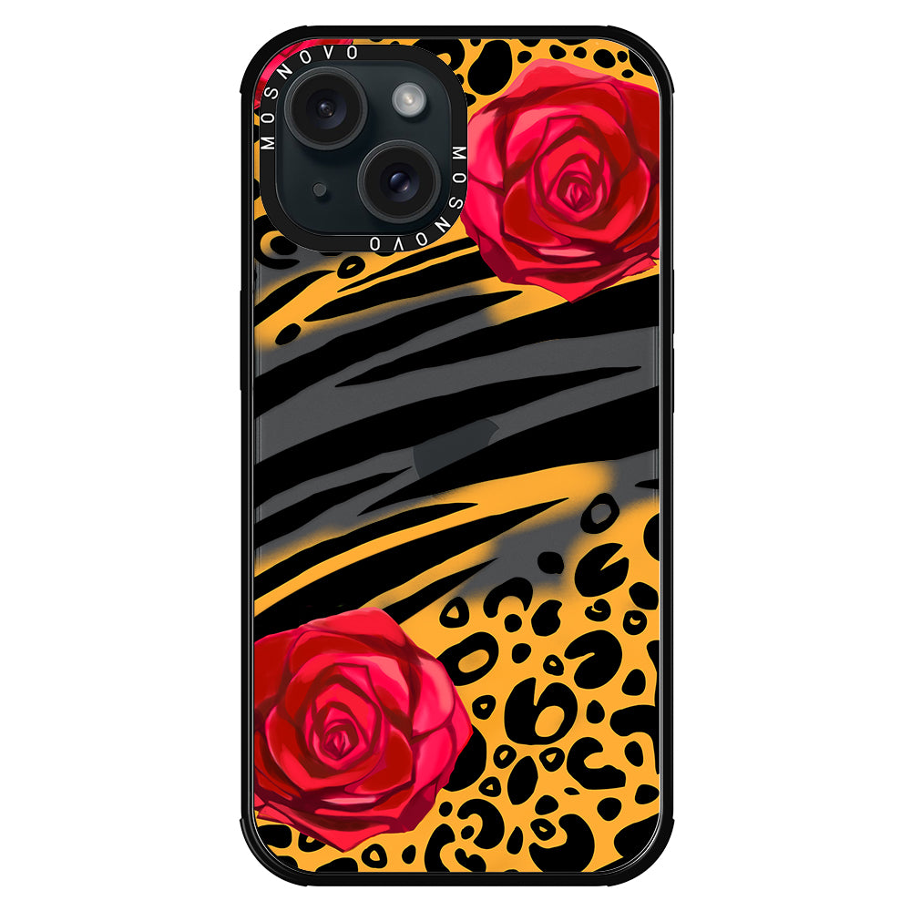 Wild Floral Leopard Phone Case - iPhone 15 Case - MOSNOVO