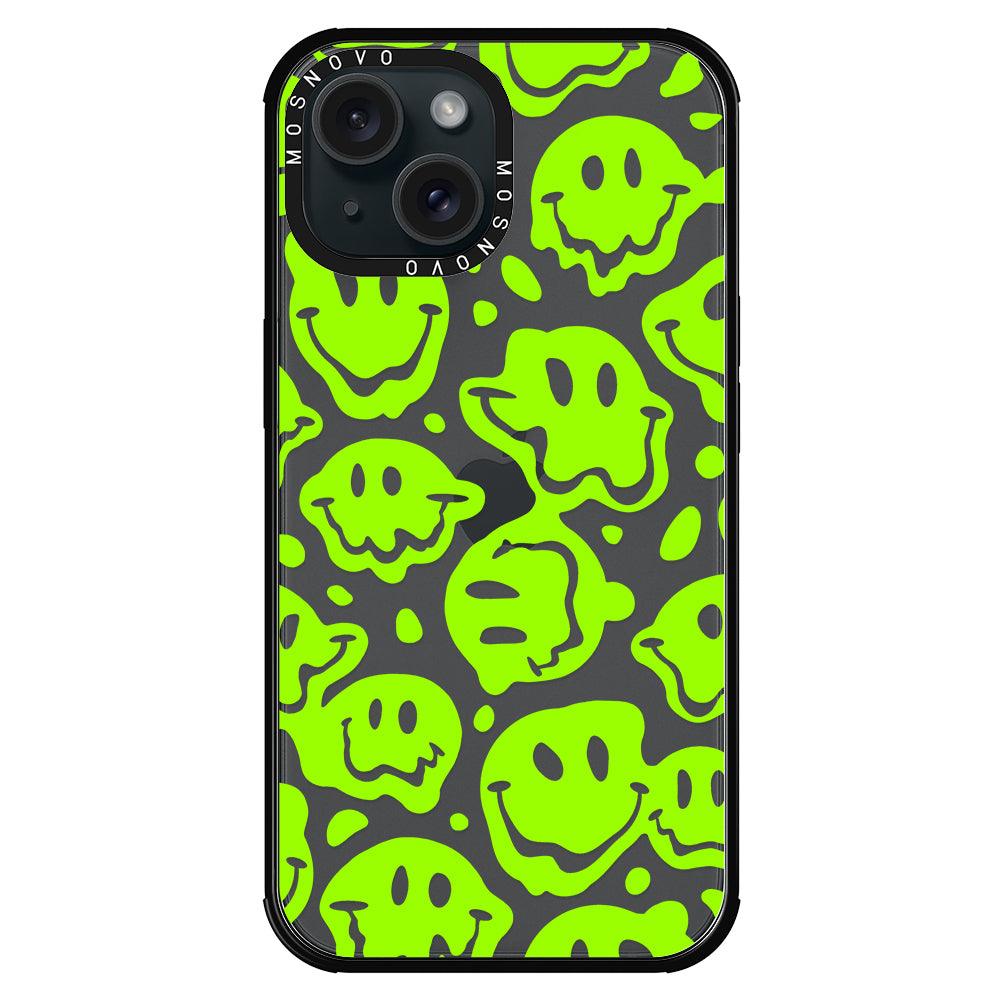 Distorted Green Smiles Face Phone Case - iPhone 15 Case - MOSNOVO