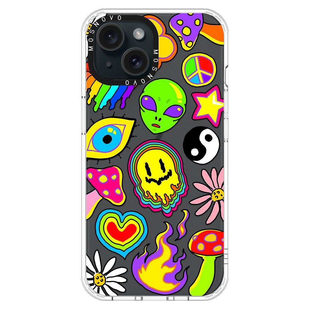 Hippie Rainbow Face Love Phone Case - iPhone 15 Plus Case - MOSNOVO