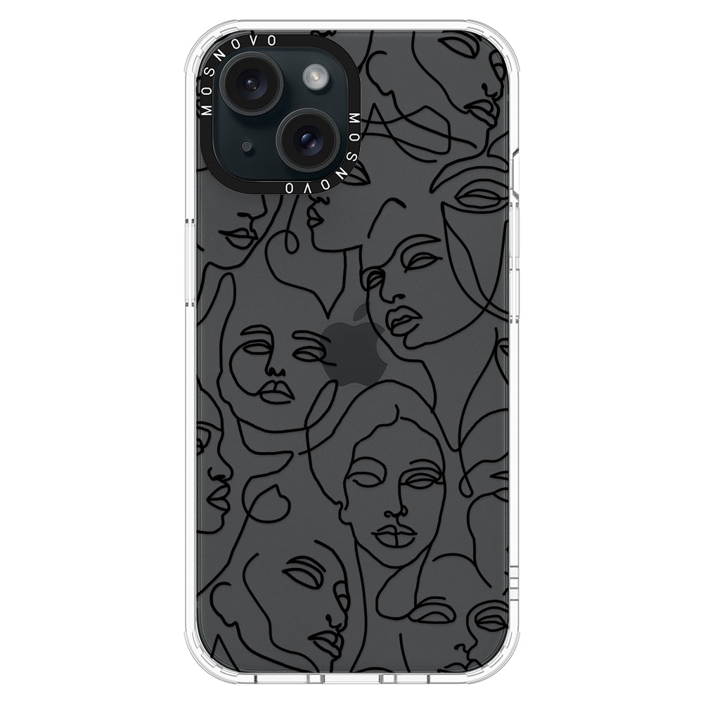 Abstract Face Line Art Phone Case - iPhone 15 Plus Case - MOSNOVO