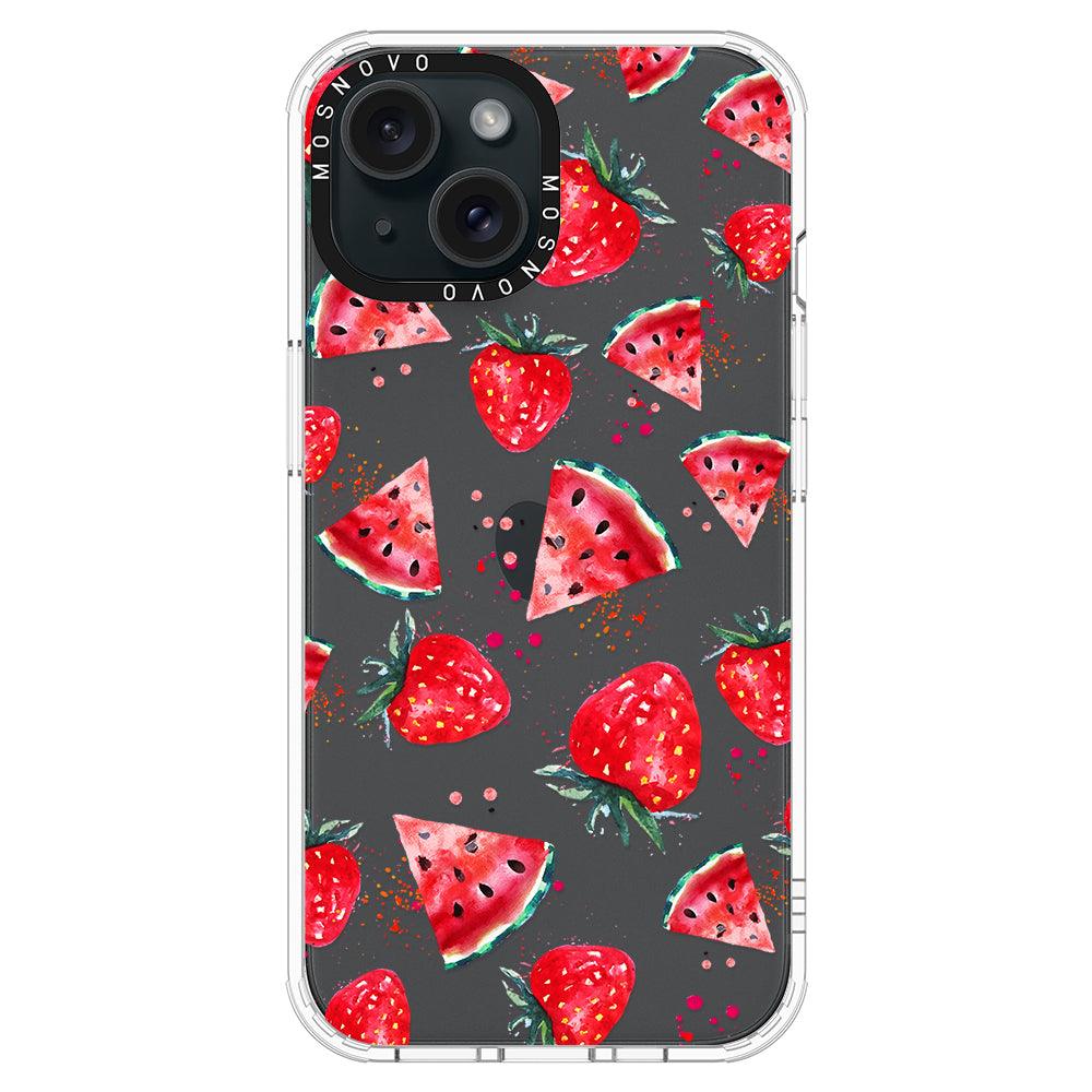 Watermelon and Strawberry Phone Case - iPhone 15 Case - MOSNOVO