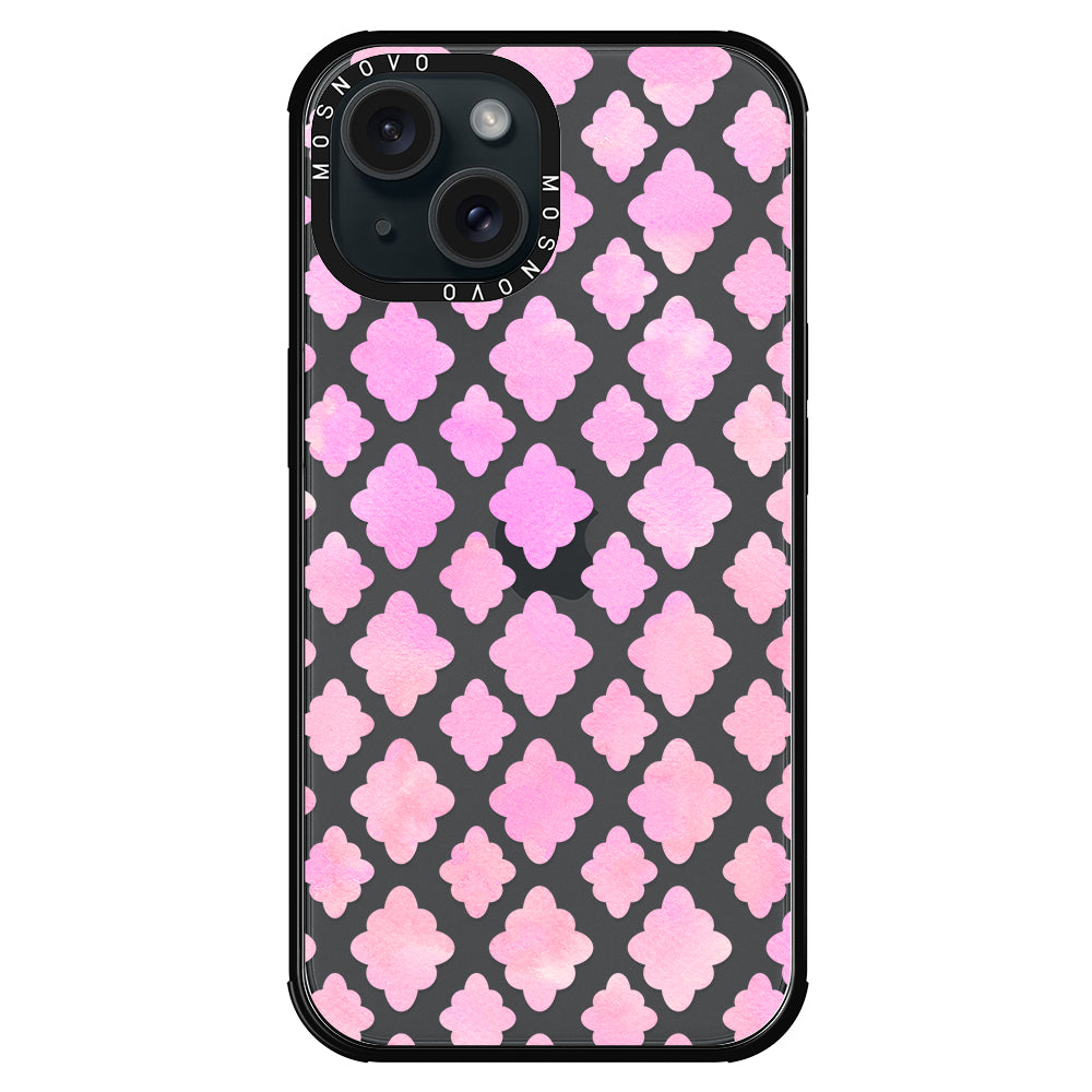 Pink Flower Diamond Phone Case - iPhone 15 Plus Case - MOSNOVO