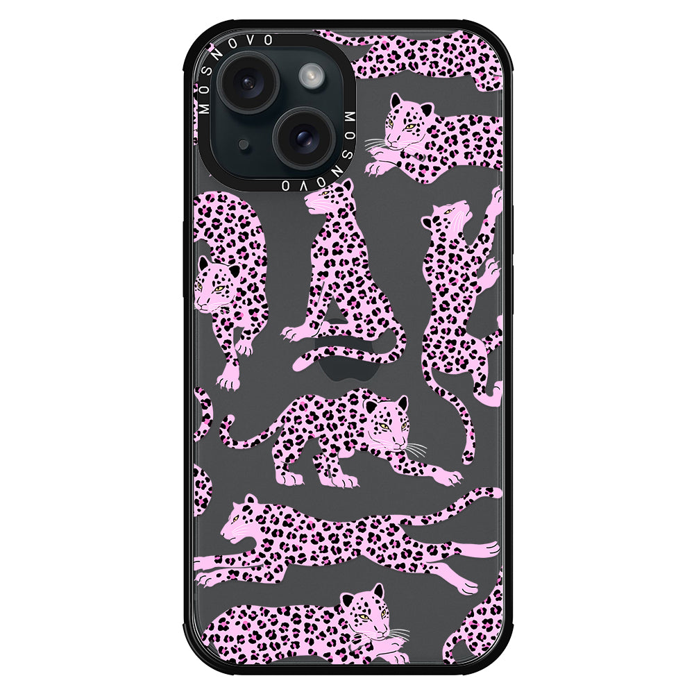 Pink Leopard Phone Case - iPhone 15 Plus Case - MOSNOVO