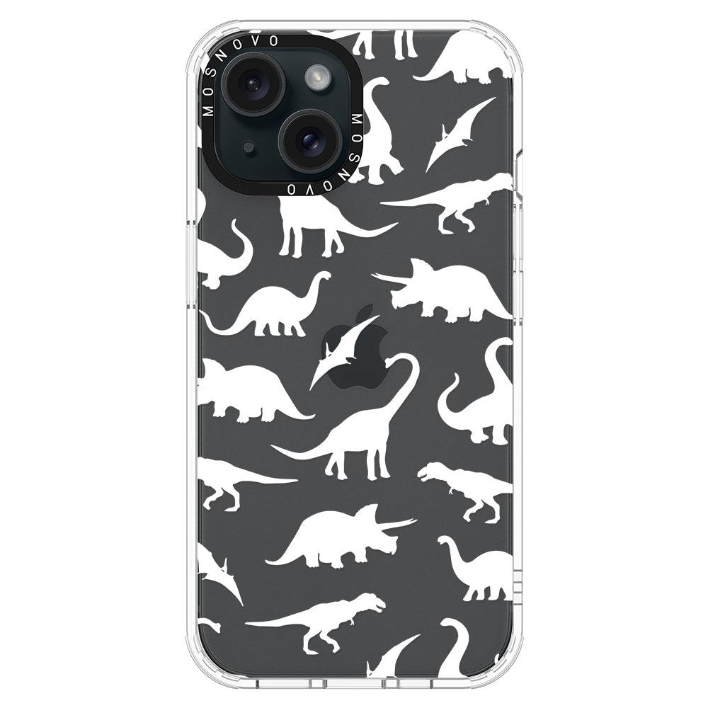 White Dinosaur Phone Case - iPhone 15 Plus Case - MOSNOVO