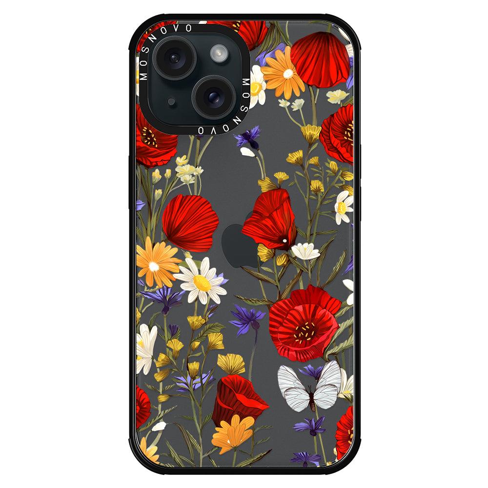 Poppy Floral Phone Case - iPhone 15 Plus Case - MOSNOVO