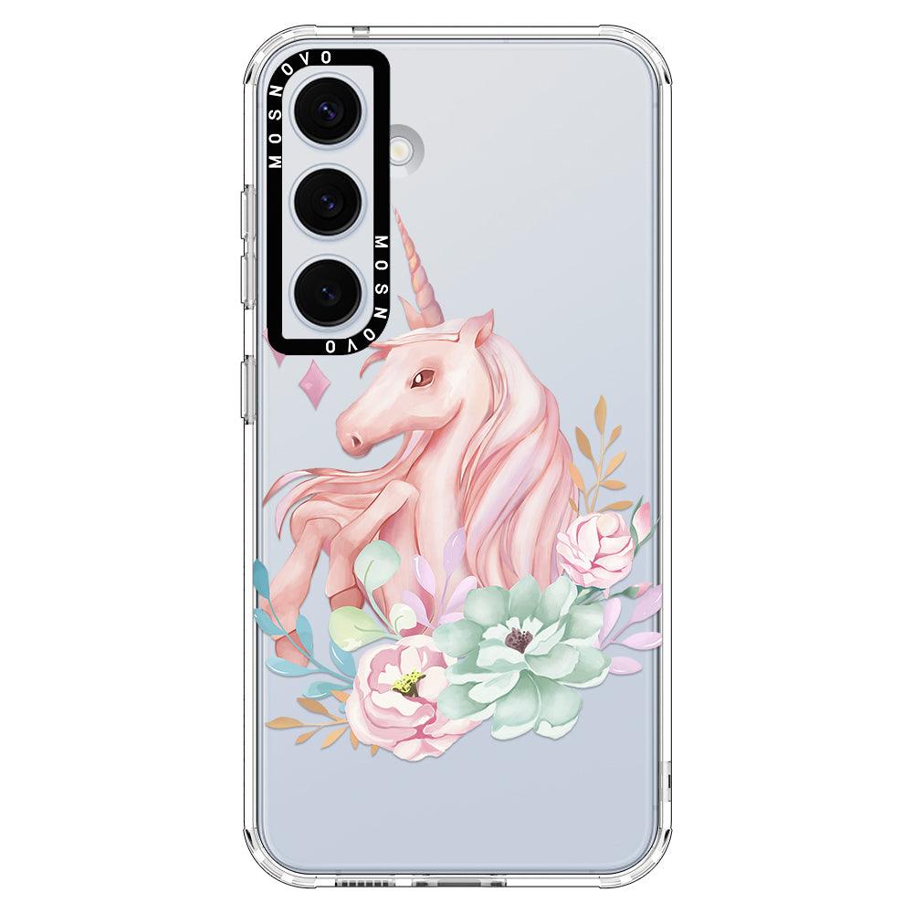 Pastel Flower Unicorn Phone Case - Samsung Galaxy S24 Plus Case - MOSNOVO