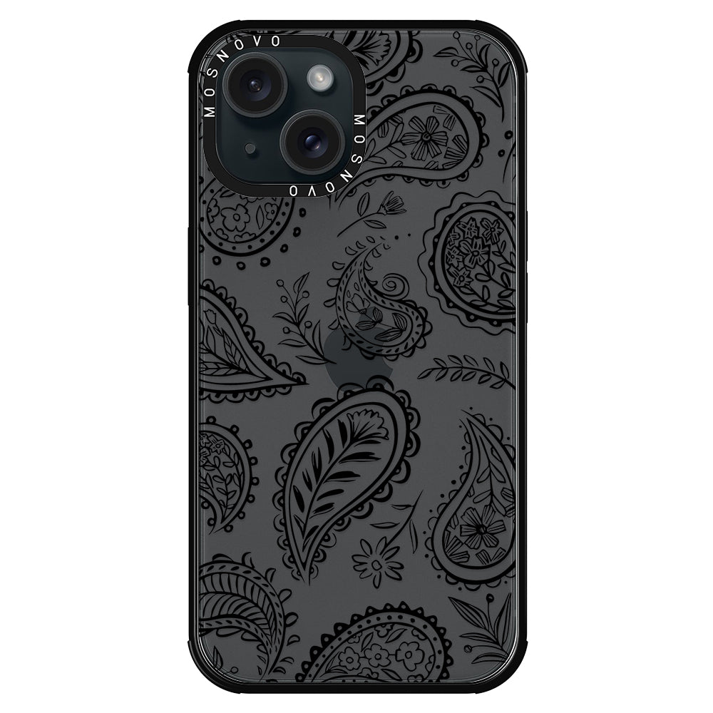 Black Paisley Phone Case - iPhone 15 Case - MOSNOVO